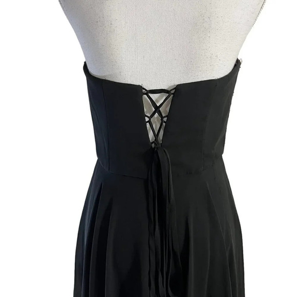 Aqua Strapless Beaded Sequins Dress Size 8 Short Lace Up Backside Black and Gold - Picture 8 of 12